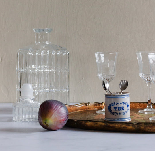 antique French petite "thé" ceramic caddy cup