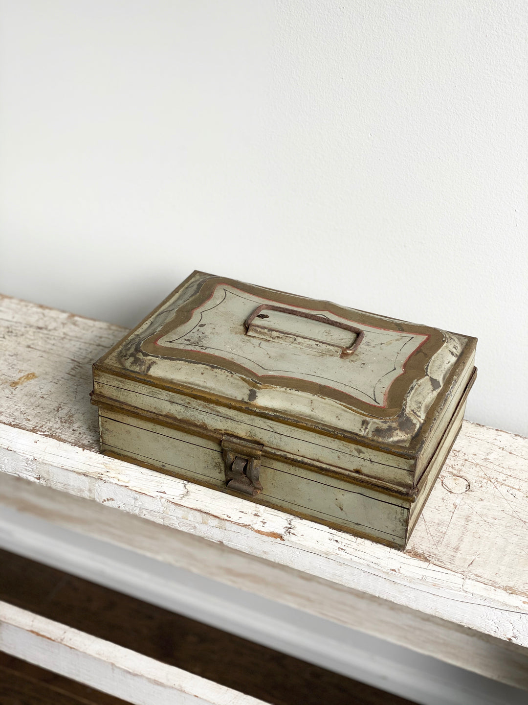 antique hand painted tin box