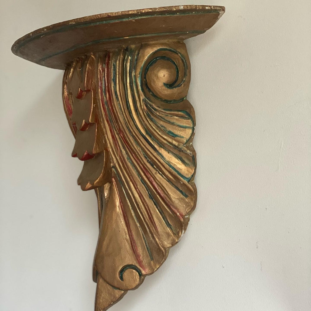 pair of vintage Italian gilt wood corbels