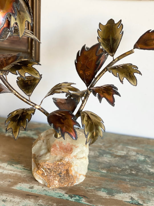 vintage metallic leaf lamp with salt base