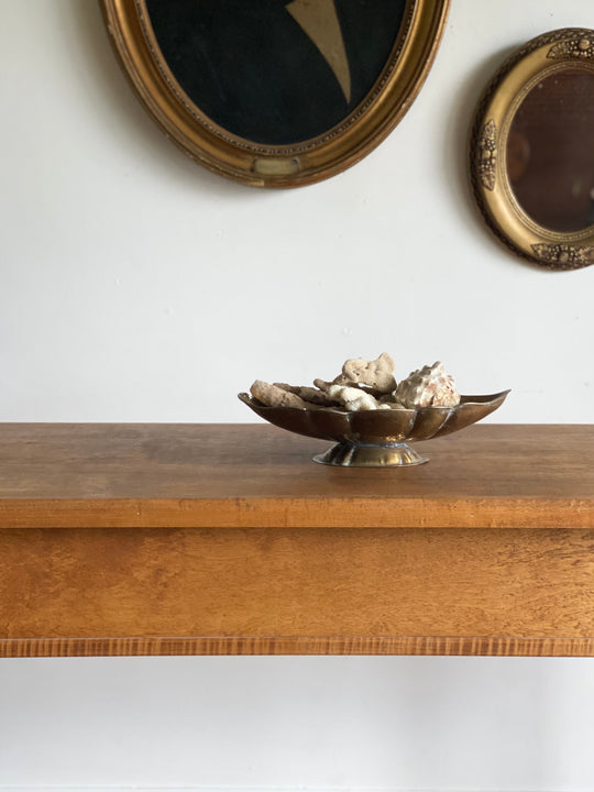vintage hammered brass pedestal bowl