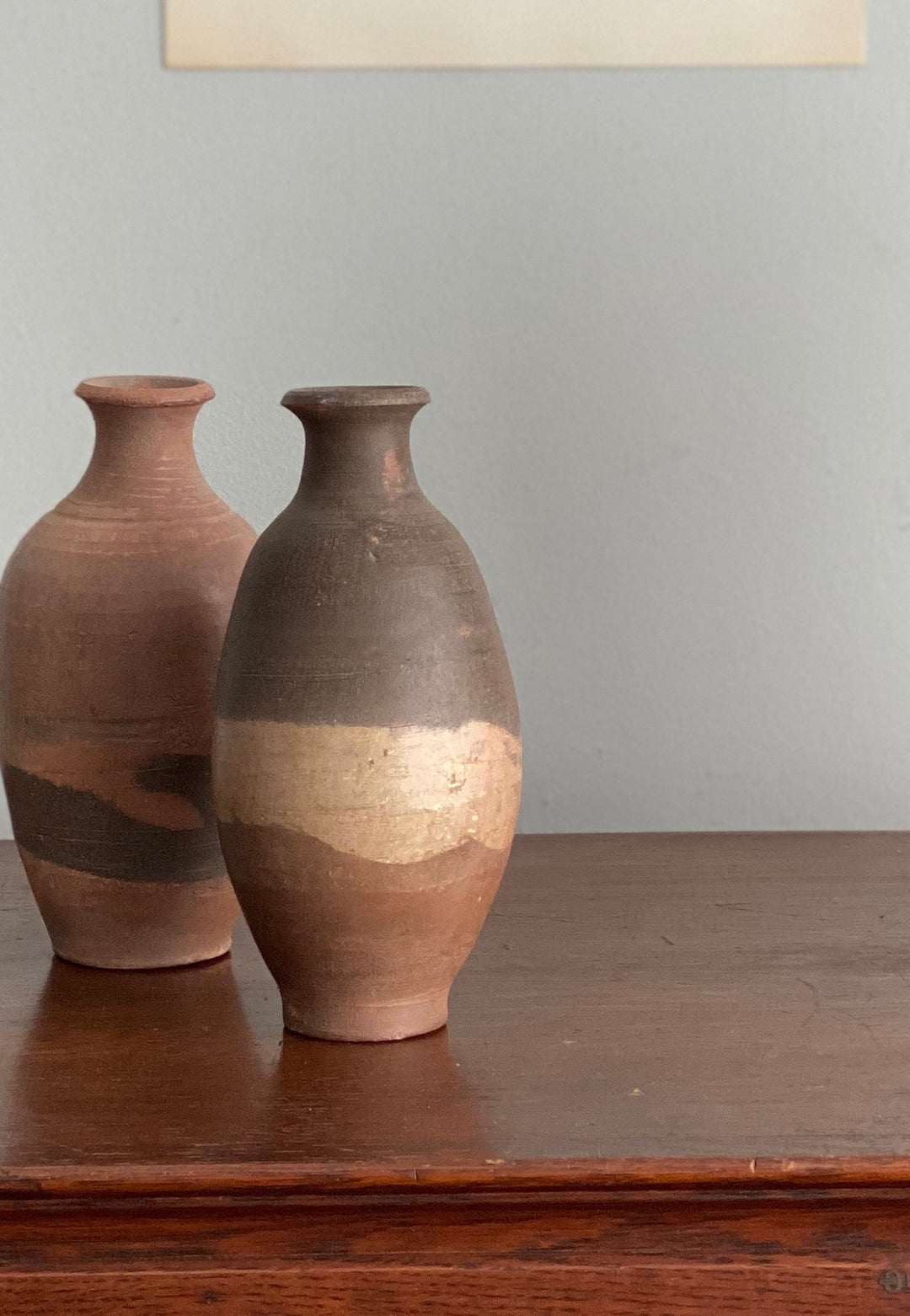 tricolour pottery vases