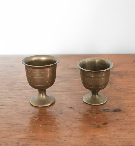pair of antique french brass mortars