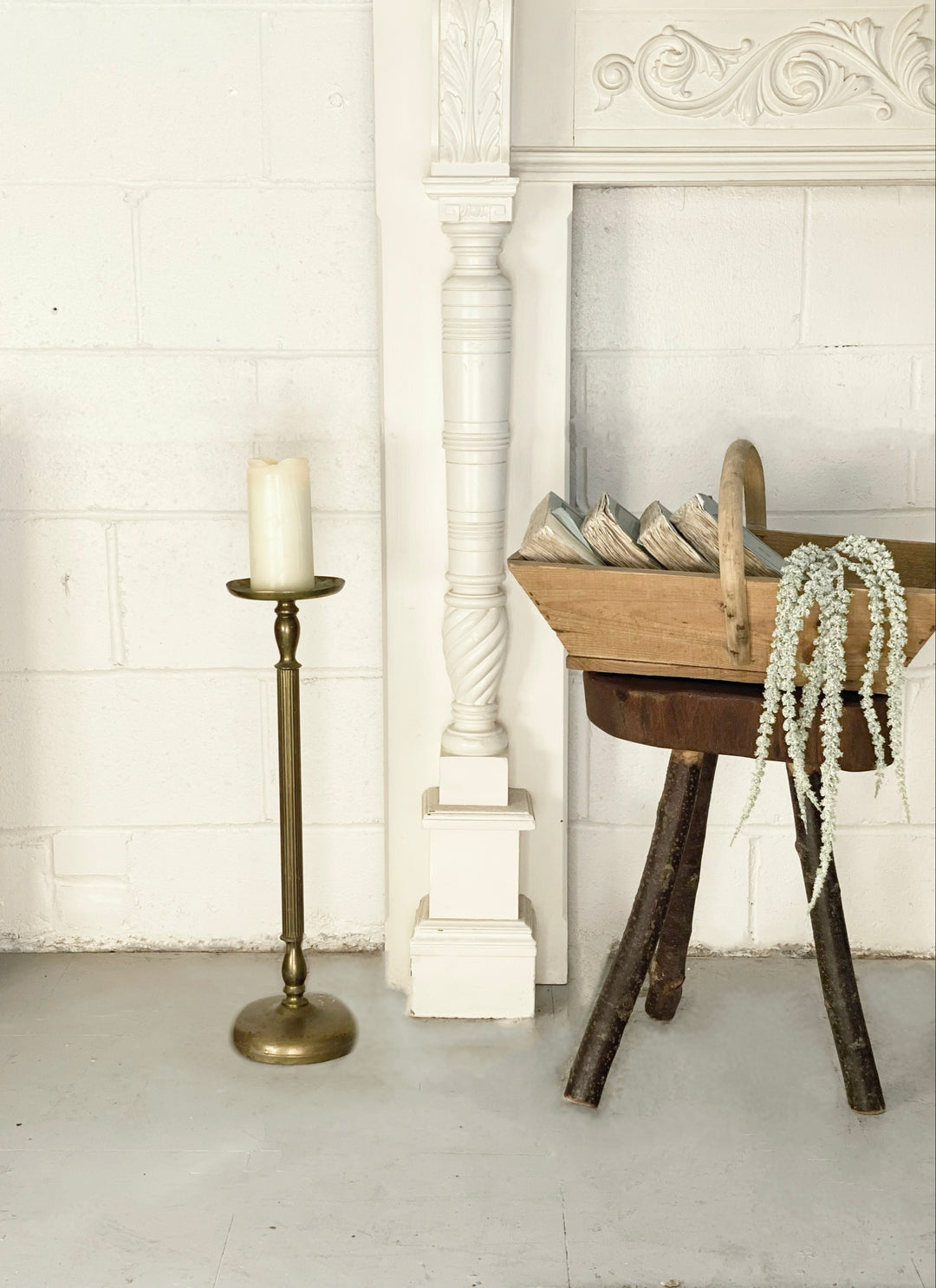 vintage french brutalist tripod stool