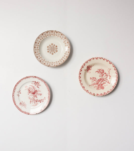 set of three antique French transferware plates