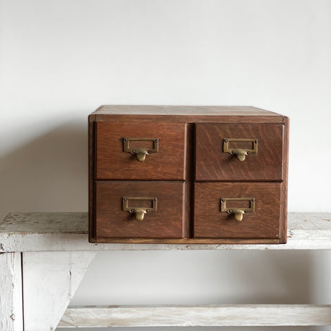 vintage wood four drawer index card cabinet