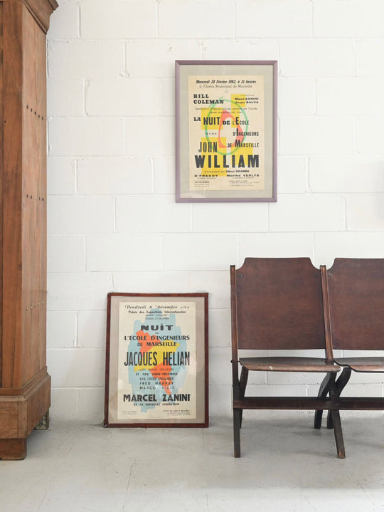 framed original midcentury French concert poster