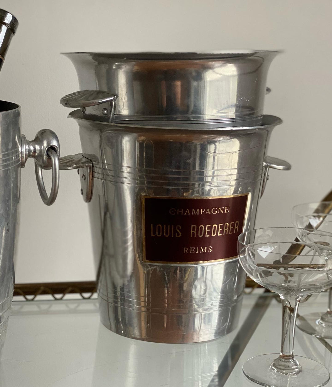 vintage French aluminum champagne buckets