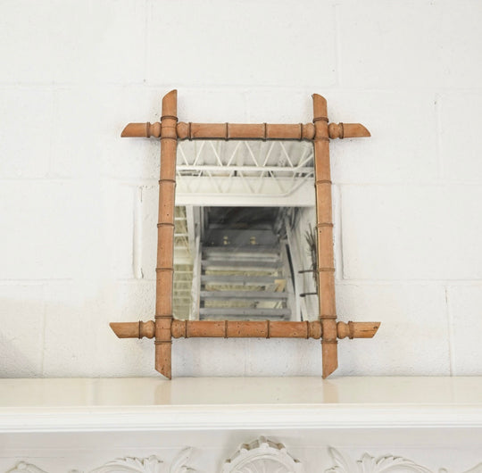 vintage french faux bamboo mirror, large