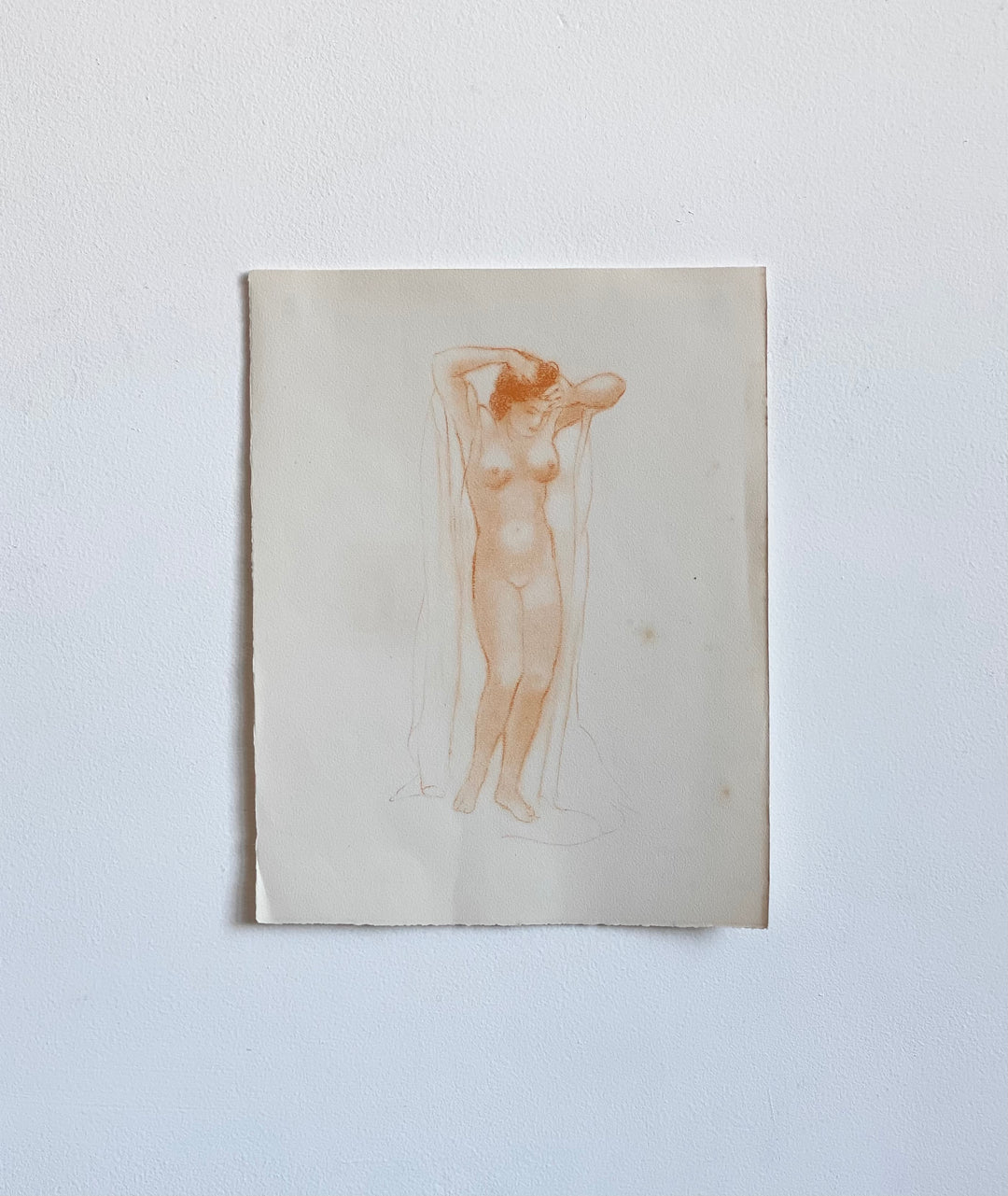 vintage French nude lithograph