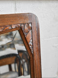 1930s French oak Art Deco mirror with beveled glass