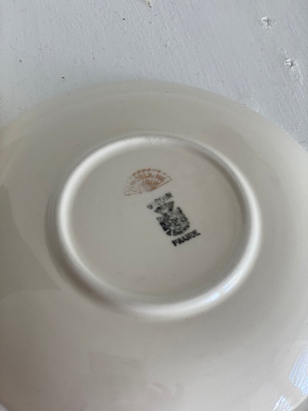 antique french "toi et moi" gold and cerulean teacups and saucers