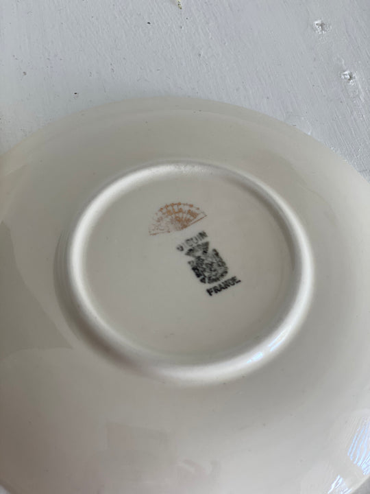 antique french "toi et moi" gold and cerulean teacups and saucers