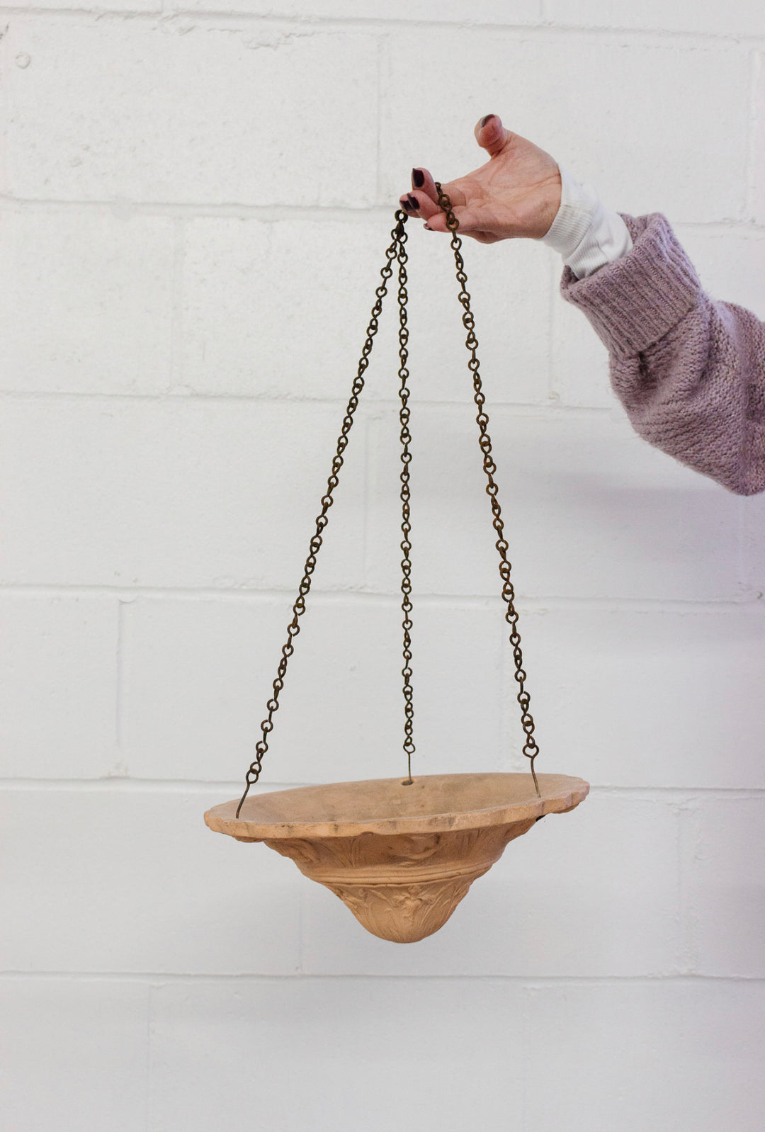 19th century French terra cotta hanging jardinière