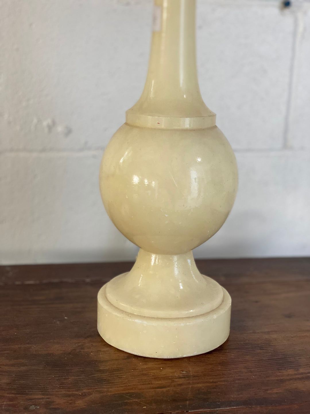 vintage Italian alabaster lamp with rattan shade