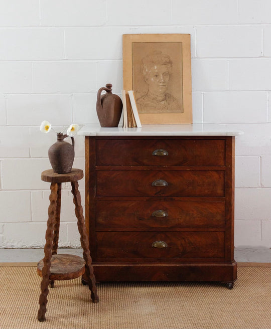 midcentury french hand carved brutalist stool