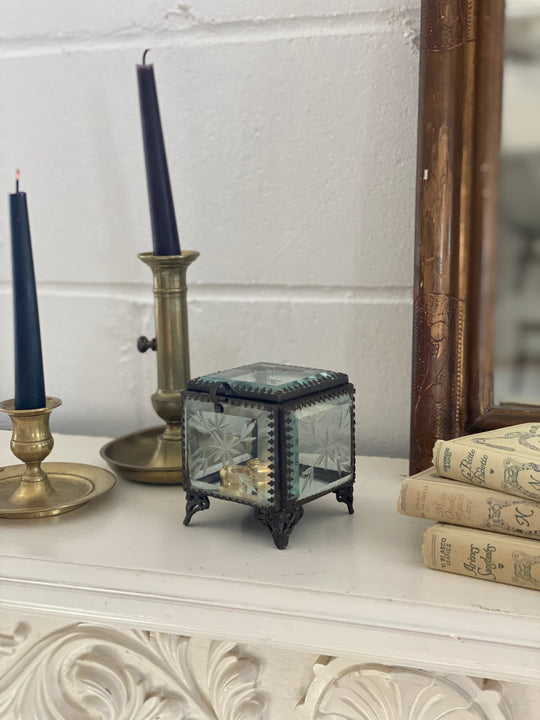 antique ormolu and etched beveled glass bijoux casket