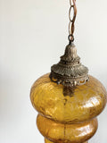 vintage MCM hanging amber swag glass lamp
