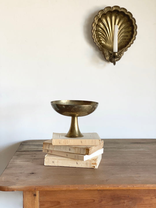 vintage brass pedestal bowl