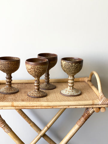 vintage pottery wine goblets