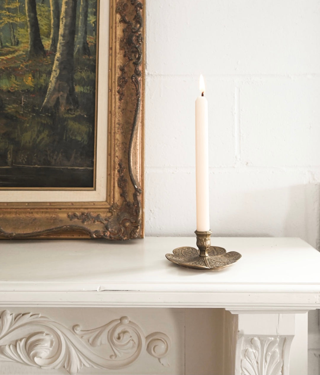 vintage French brass scalloped candlestick