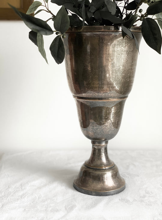 extra large vintage French silver plated vase