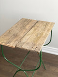 cast iron and barn wood table