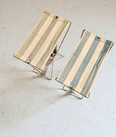 Set of Petite vintage French canvas camping chairs