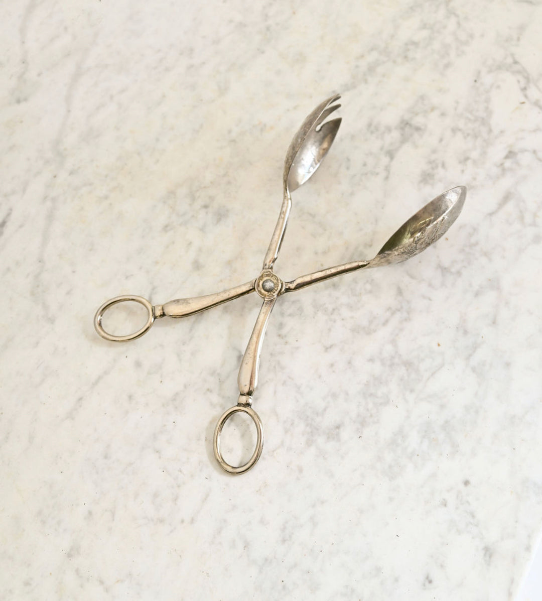 vintage Italian silver plate scissor serving tongs