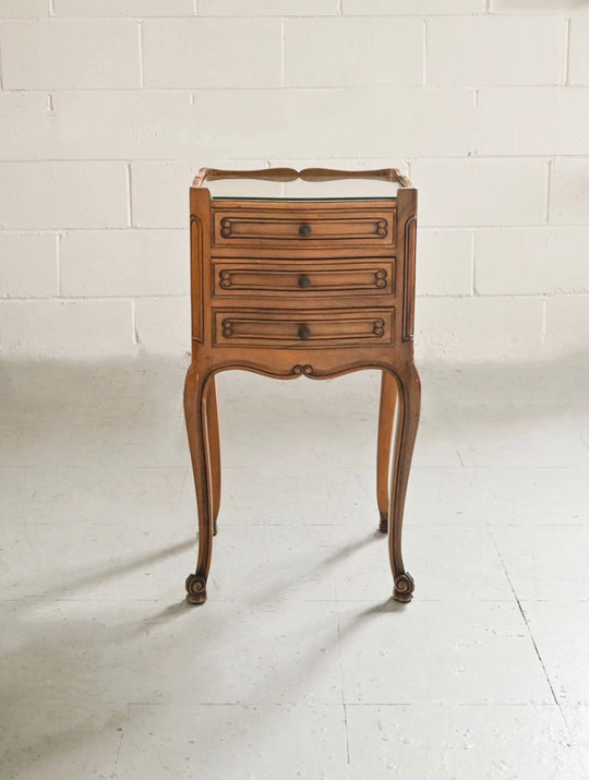 vintage French Louis XV style oak bedside table