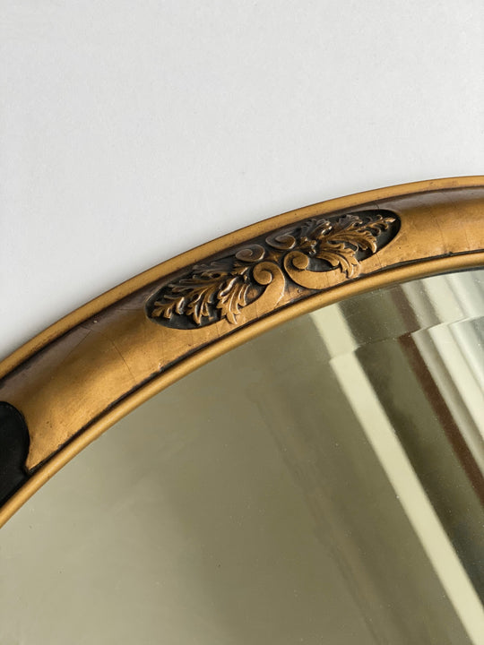 antique beveled wood & plaster mirror