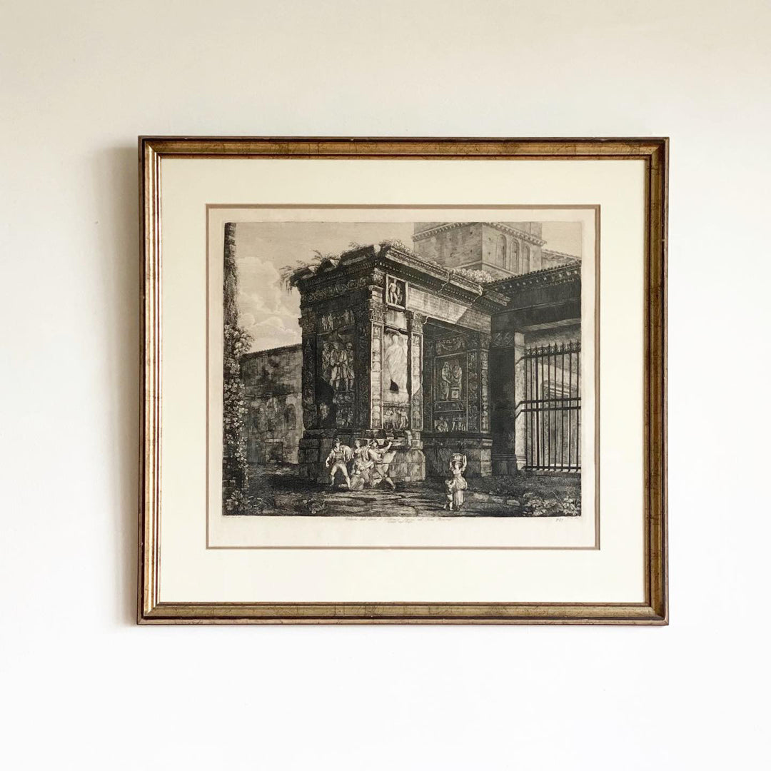 antique framed etching, Roma 1821