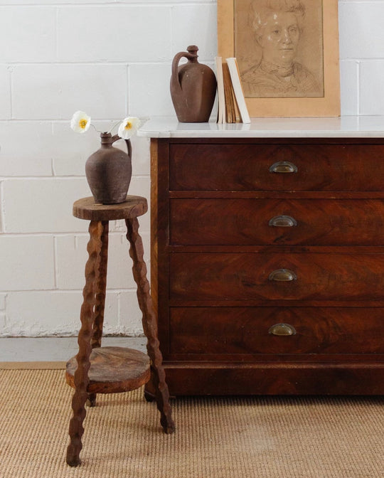 midcentury french hand carved brutalist stool
