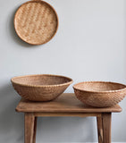 medium vintage bamboo woven bowl