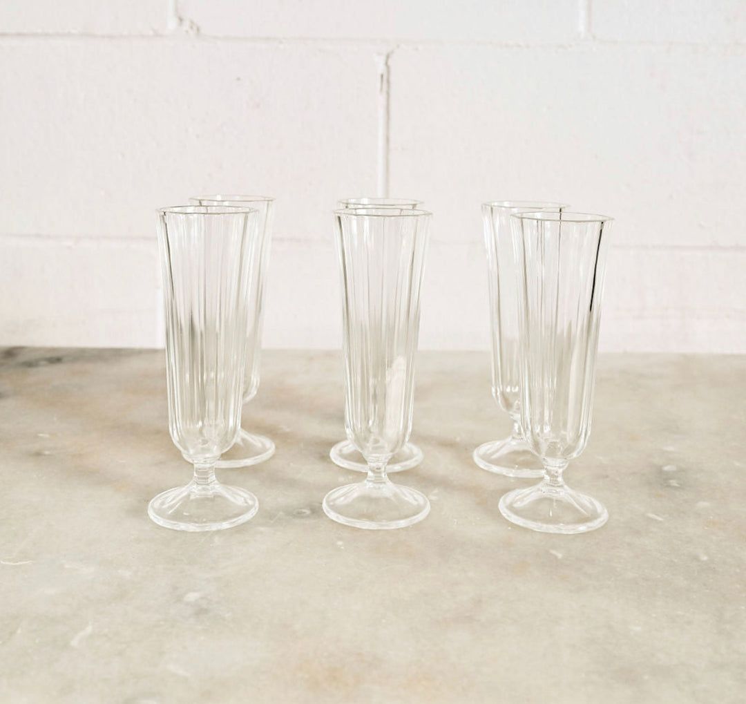 vintage french champagne flutes, set of 6