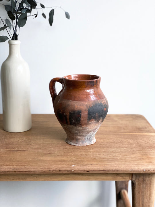 vintage terra cotta double handled pot