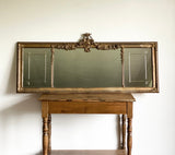 Antique cornice top mantel mirror