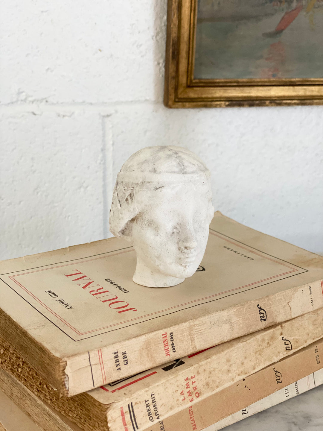 vintage french petite plaster bust