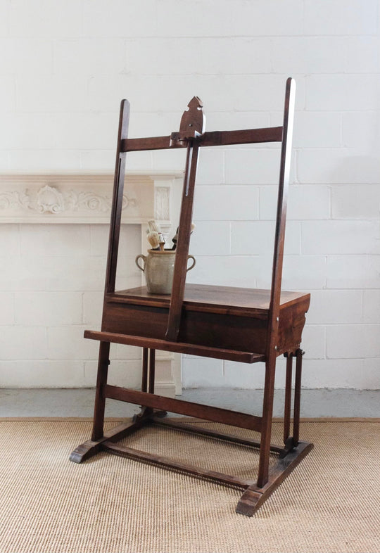 turn of the century French grande artist easel with storage
