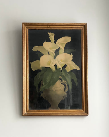 antique framed calla lilies lithograph