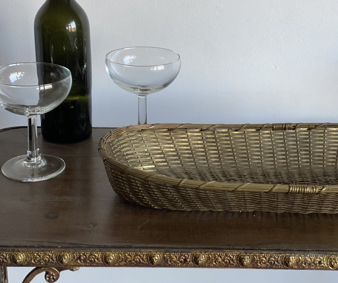 vintage woven brass basket