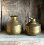 set of vintage brass pots