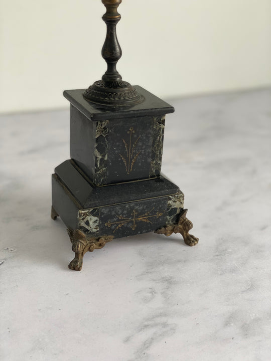 antique French marble and cast iron Napoleon III fireplace candelabra