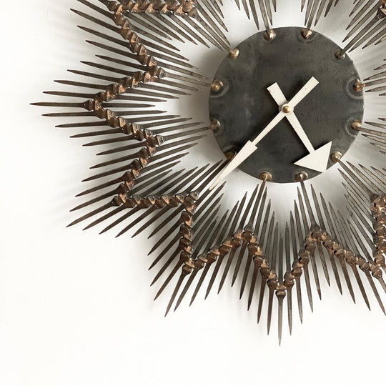 German brutalist nail art sunburst clock