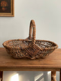antique French woven gathering basket