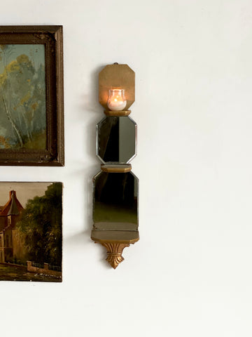vintage mirrored wall shelf