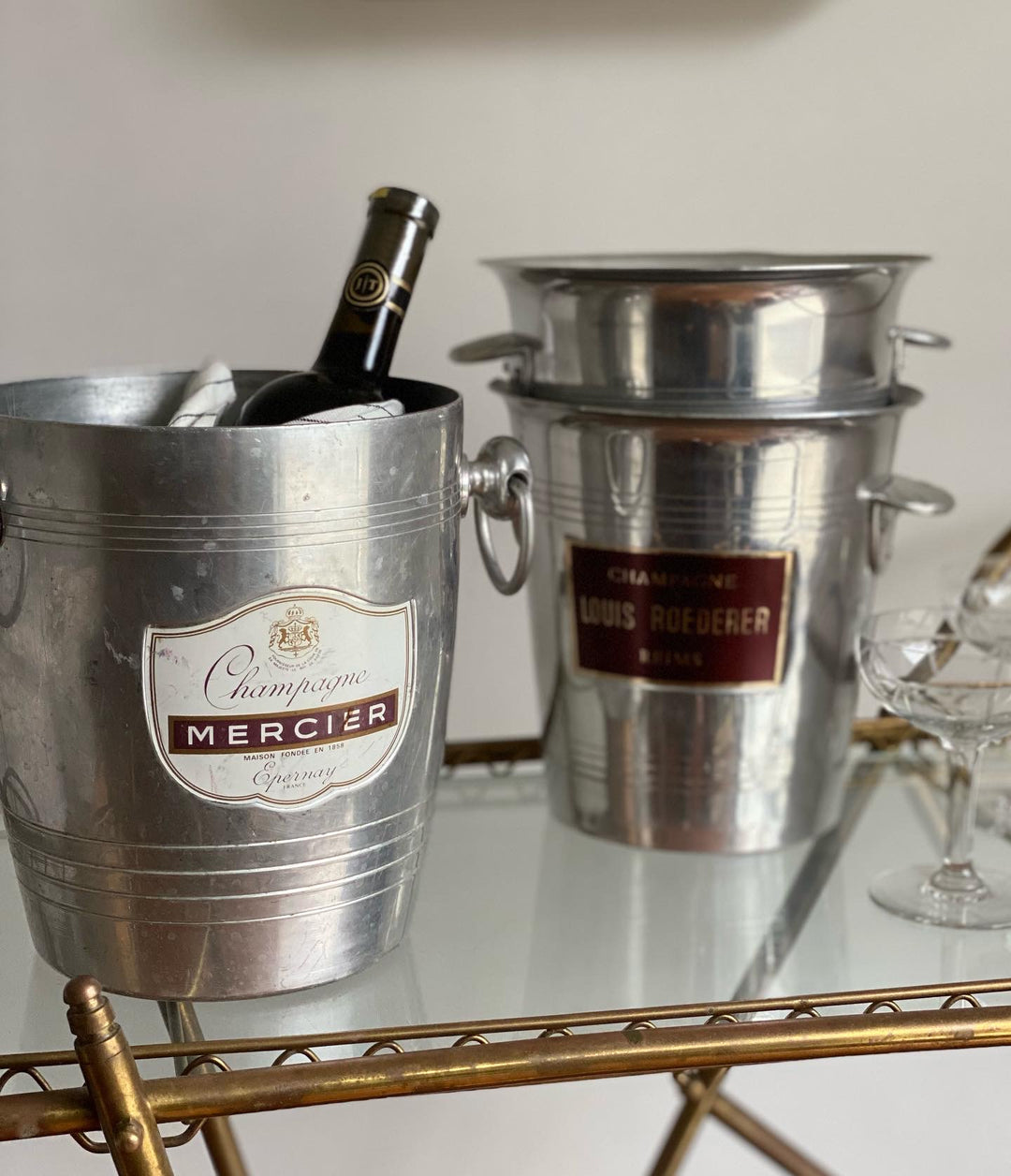 vintage French aluminum champagne buckets