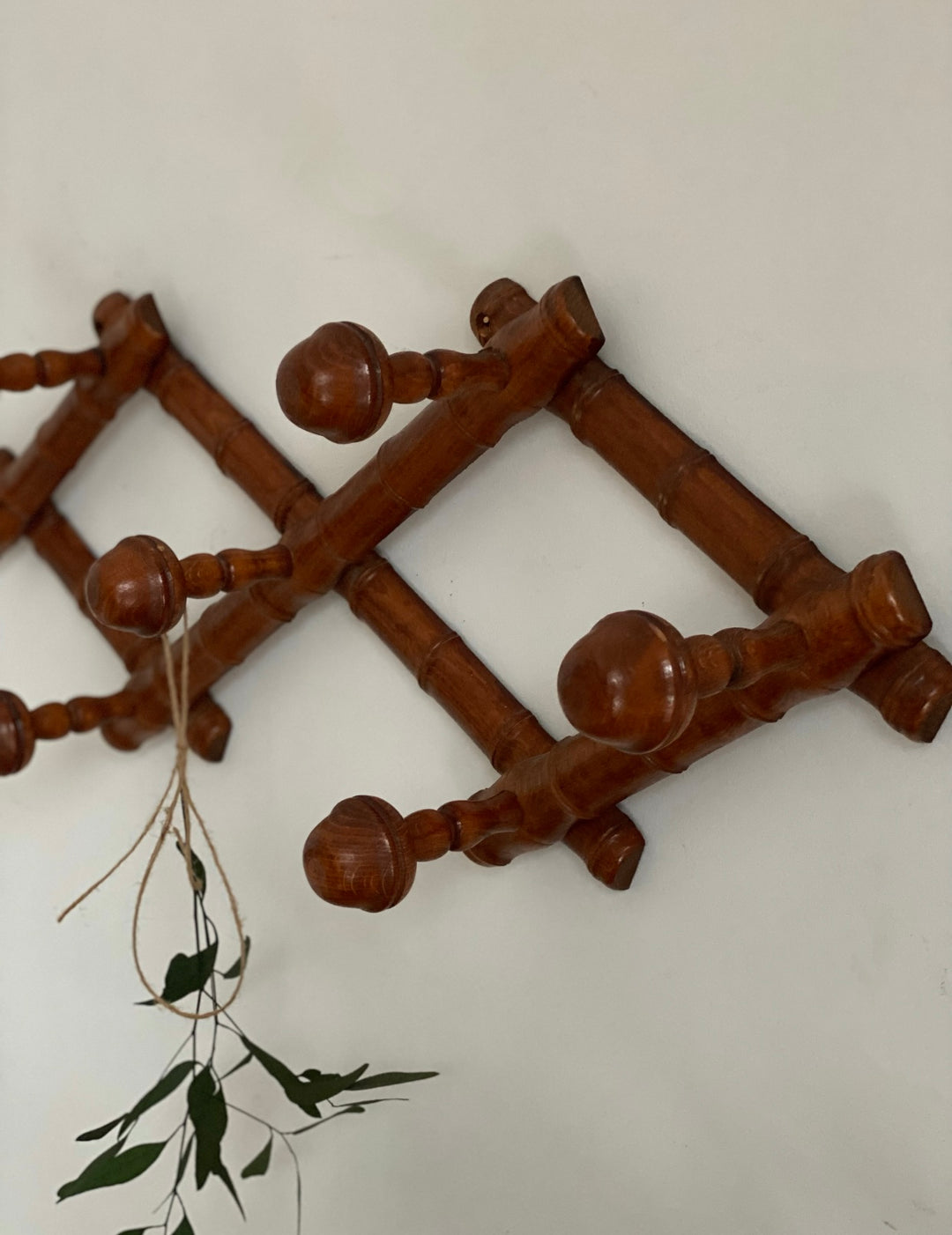 vintage French faux bamboo accordion coat rack