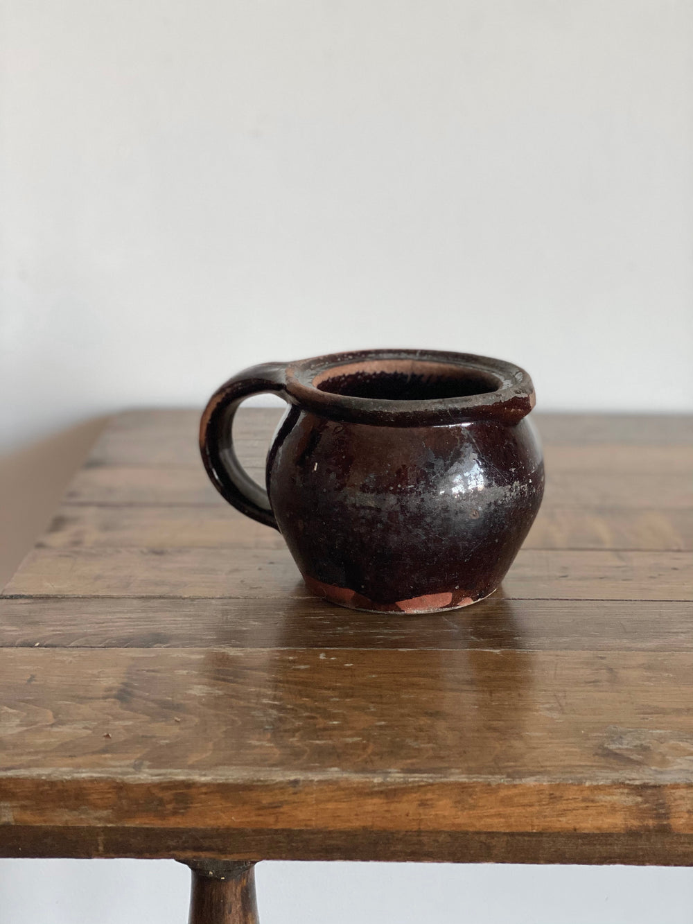 antique French terracotta handled vessel