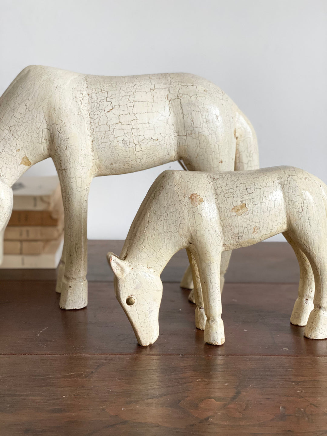 primitive carved wood horses